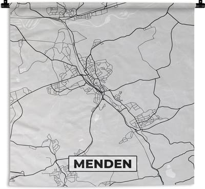 Wandkleed - Wanddoek - Stadskaart - Duitsland - Menden - Kaart - Plattegrond - 180x180 cm - Wandtapijt