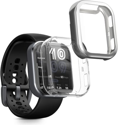 kwmobile 2x smartwatch hoes geschikt voor Amazfit Bip 6 hoesje - Siliconen sporthorloge cover - Activity tracker case in transparant / zilver