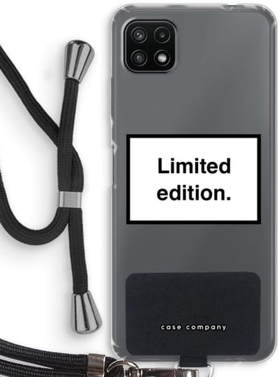 Case Company® - Hoesje met koord geschikt voor Samsung Galaxy A22 5G hoesje met Koord - Limited edition - Telefoonhoesje met Zwart Koord - Bescherming aan alle Kanten en Over de Schermrand