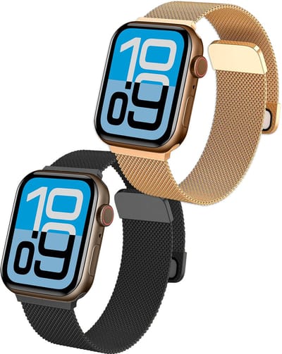 Milanese Horlogeband Geschikt voor Apple Watch 38/40/41 mm Bandje Milanees - Polsbandje Met Magneetsluiting Geschikt voor Apple Watch 38/40/41 mm Bandje Milanees - Zwart & Goud