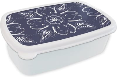 Broodtrommel Wit - Lunchbox - Brooddoos - Design - Mandala - Bohemian - 18x12x6 cm - Volwassenen