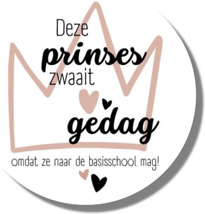 20 x Traktatiestickers Afscheid Peuterspeelzaal Kinderdagverblijf Basisschool Meisje - Prinses - Zwaait Gedag - Roze | Sluitsticker | Wensetiket - Cadeausticker - Kinder Traktatie