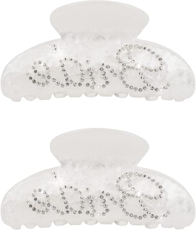 Dailygoods - Gepersonaliseerde haaraccessoires met haaienklauwen, elegante toevoeging aan bruiloftsfeest, 2 stuks acryl haarclips met strass steentjes voor bruidsdouche, bruidscadeauset