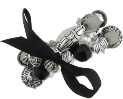 Behave - Kralenarmband zwart met strikje - modieus detail accent