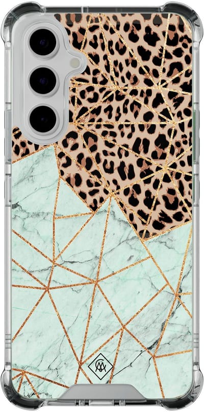 Casimoda® hoesje - Geschikt voor Samsung Galaxy A54 - Luipaard Marmer Mint - Shockproof case - Extra sterk - TPU/polycarbonaat - Multi, Transparant