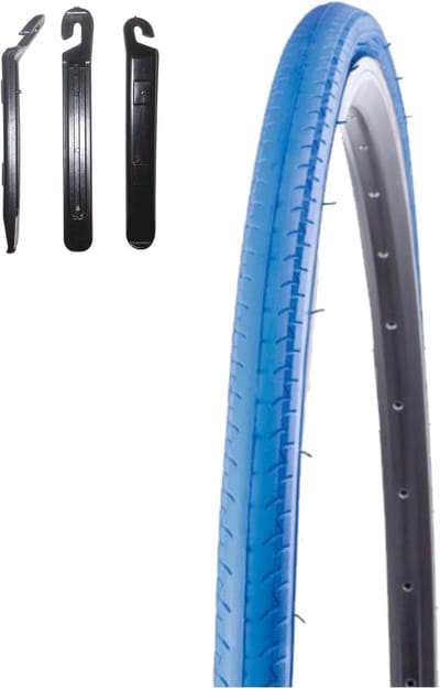 Racebanden Set - Fietsbanden Clincher - Wegfietsen - Inclusief Bandenlichters - 700 x 26C - Blauw