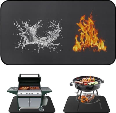 SnelShoppen - Brandwerende Grillmat 106 x 150 cm Opvouwbare Vloerbescherming voor Gasbarbecue, Herbruikbare Grillmat voor Tuin, Buiten, Camping