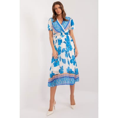 Sunset Citrus Wrap Dress - Blue / One Size