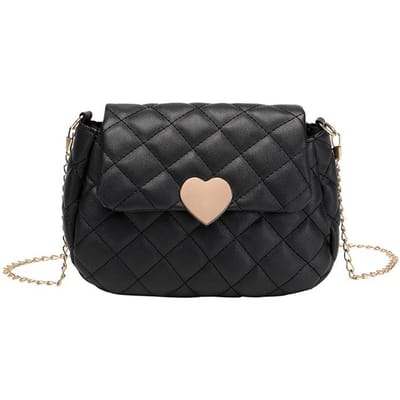Sac Brodé en Forme de Cœur pour Sac pour Femmes pour Femmes Décontracté Polyvalent Sac pour Téléphone Portable Sac à Bandoulière Diamant black