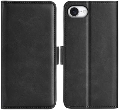 MobyDefend Hoesje - Geschikt voor iPhone 16e / iPhone 17e - Luxe Wallet Book Case (Sluiting Zijkant) - Zwart
