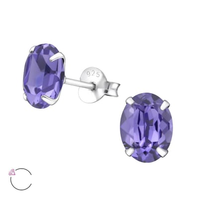 Montebello Oorbellen Berdien Purple - 925 Zilver E-Coating - Swarovski - Ø6x8mm