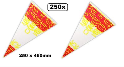 250x Snoepzak Party rood/geel 250 x 460mm