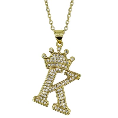 Kingsday / Koningsdag Ketting – Letter K - Edelstaal in goud kleur, met zirkonia steentjes L xx CM – Hanger x.x x x.x CM