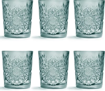 Libbey Drinkglas Hobstar - Groen - 355 ml / 35,5 cl - 6 stuks - vintage design - vaatwasserbestendig - hoge kwaliteit
