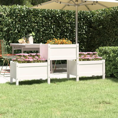 vidaXL - Plantenbak - 178,5x44x75 - cm - massief - grenenhout - wit