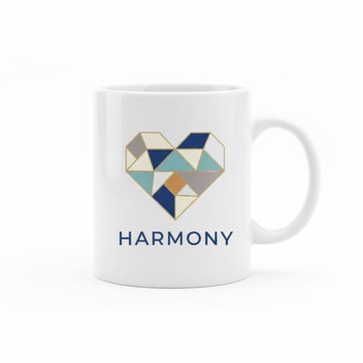 Harmony Hart Design Mok 330 ml – Modern Geometrisch Liefde Koffie- & Theebeker Cadeau