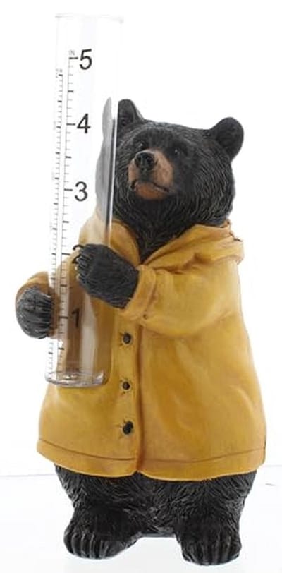 Zwarte Beer Regenmeter - Decoratieve Hars Weerstation voor Tuin en Veranda