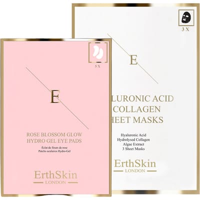 Hyaluronzuur & Collageen Masker - 3 vellen + Rose Blossom Glow Hydro-Gel Oogkompressen 5 X 2