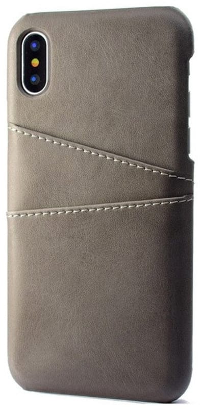 geschikt voor iPhone XR Pashouder Hoesje Leer - Telefoonhoesje van kunstleer met vakjes voor pasjes geschikt voor iPhone XR - Mobiq Leather Snap On Wallet hoesje geschikt voor iPhone XR grijs