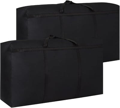Slaapzaal Verpakkingstassen Zwarte Jumbo Verhuiszakken Heavy Duty 230L Herbruikbare Trooster Oxford Doek Maat Waterdichte Opbergzakken (2 Pack)