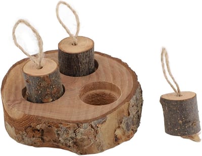 Hamster Foerageerspeelgoed - Voederbak Speelgoed - Natuurlijke Instincten - Ingebouwd Kauwen - 14 x 13 x 4 cm - Natuurlijk Hout