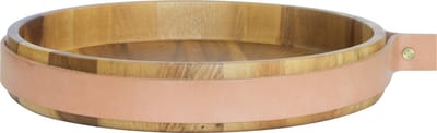 TAK Design Puka Wrap Me Serveerschaal - Incl. Leer - Acacia Hout - Ø30 x 5 cm