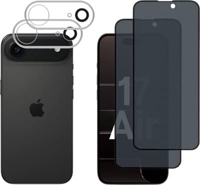 Screenprotector geschikt voor iPhone 17 Air - 2 stuks Beschermglas Privacy Glas Screenprotector van glazen schermbeschermfolie + 2 stuks Camera Protector