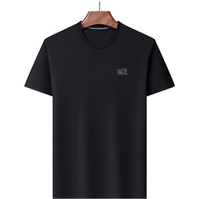 Zomer Nieuw Casual Mode Koreaanse Stijl T-shirt Effen Kleur Dun Casual Herenkleding Ronde Hals Korte Mouw XXXXL black