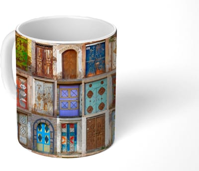 Mok - Koffiemok - Deuren - Architectuur - Vintage - Collage - Mokken - 350 ML - Beker - Koffiemokken - Theemok