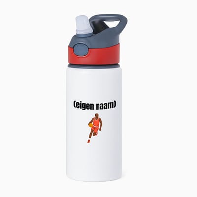 Hacebo® - basketbal man met eigen naam waterfles met rietje rood - Basketbal - iemand die op basketbal zit - sport - bal - wedstrijdsport - verjaardag cadeau - kado - water fles - 650ML