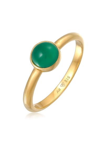 Elli PREMIUM - Ring - Elli PREMIUM Ring Dames Eenzaam Basis Groen met Agaat Edelsteen in 925 sterling zilver gerhodineerd - Dames