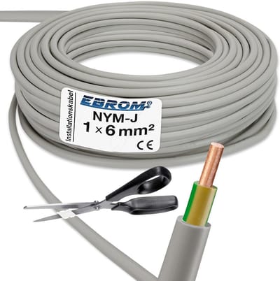Mantel Aardingskabel - NYM-J Kabel - Vaste Installatie - Per Meter Nauwkeurig - 1x6 mm² - Grijs