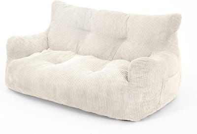 Bean Bag Large Chair with Filling Included Comfortable Chair with Portable Handle 2 Seater Sofa for Living Room Bedroom Playroom Beige