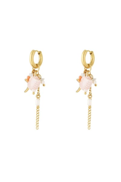 Ocean love oorbellen- roze- goudkleur- schelp- zeester
