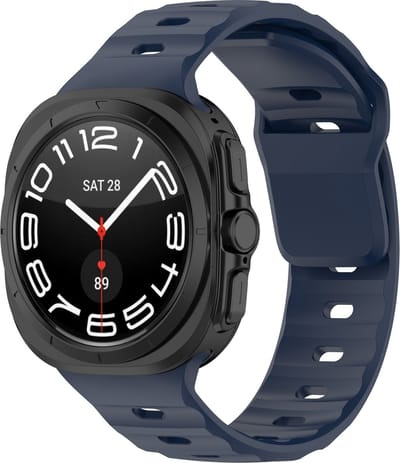 By Qubix - Compatible Samsung bandje - Solid Sportband - Donkerblauw - Geschikt voor Samsung Galaxy Watch Ultra / Ultra 2 - 47mm