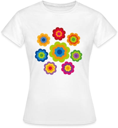 Flower Power 70er Jaren Hippie Bloemen Kostuum T-Shirt Dames
