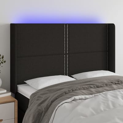 vidaXL - Hoofdbord - LED - 147x16x118/128 - cm - stof - zwart