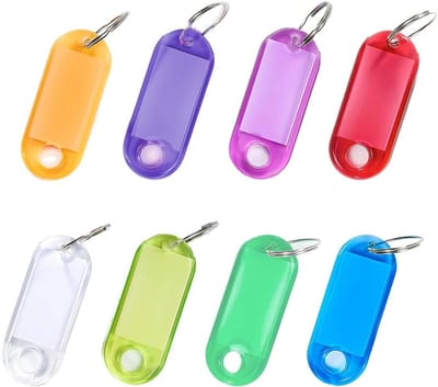 Plastic Sleutelhangers voor Schrijven, Naamlabels voor Sleutels, Koffers en Huisdieren met Markers - 8 Stuks