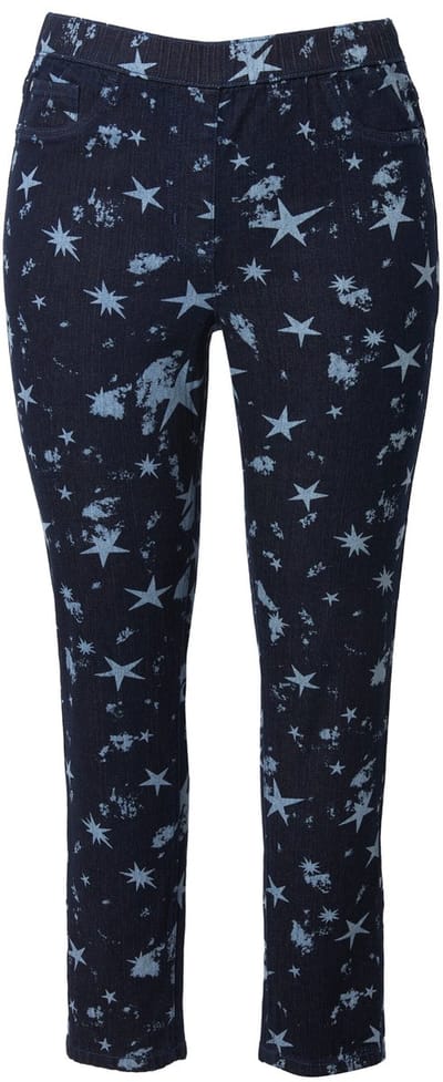 Angel of Style Angel of Style - Dames - Jegging slim fit jeanslook sterren - Donkerblauw denim - Maat 42