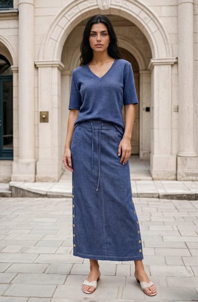 MI PIACE - Travel T-shirt V-hals 202271 Dark Blue Denim - Maat : S