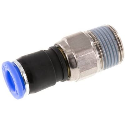 8mm & R3/8'' Draaidoorvoer Insteek Buitendraad Vernikkeld Messing/PBT NBR