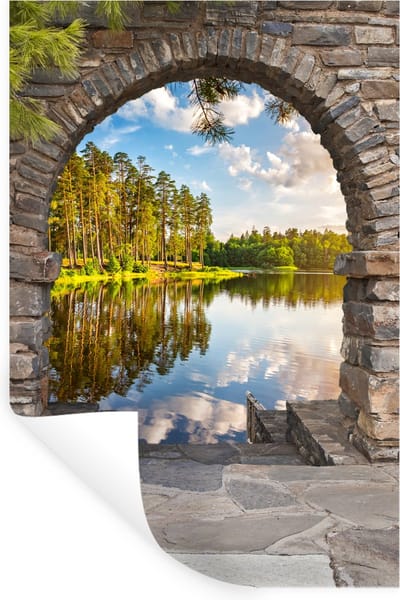 Muurstickers - Sticker Folie - Landschap - Doorkijk - Water - 20x30 cm - Plakfolie - Muurstickers Kinderkamer - Zelfklevend Behang - Zelfklevend behangpapier - Stickerfolie