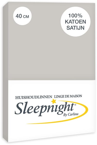 Sleepnight Hoeslaken Satijn 40 cm Grijs - 90 x 200 cm - [Grijs]