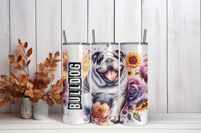 Thermosbeker Bulldog - 600 ml RVS Tumbler met Rietje - Cadeau - Schoolbeker - Antilek dop - Vaatwasserbestendig - Werkbeker - To go beker - Zomaar
