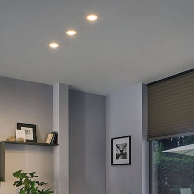 Premium LED-inbouwlamp Suon Basisset IP44 rond 90 mm 3x5W 3x450lm 230V dimbaar 2700K Satijn, Wit