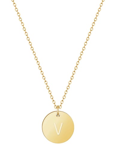 good.designs Ketting 18 K verguld met lettermunt V