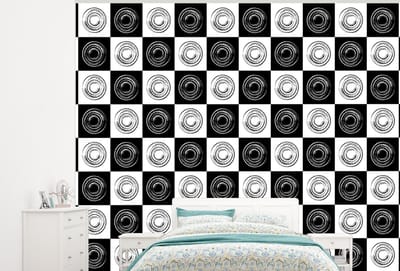 Behang - Fotobehang Patronen - Schaakbord - Zwart Wit - Breedte 300 cm x hoogte 240 cm