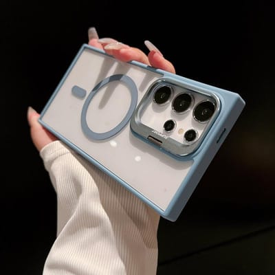 Luxe magnetische schokbestendige hoes voor Samsung Galaxy S24 S23 S22 Ultra Plus FE met Magsafe Funda Stand glazen lensbeschermer. For Samsung S24