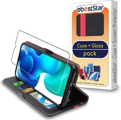 ebestStar - Hoes geschikt voor Xiaomi Mi 10 Lite, Wallet Etui, Book case hoesje, Zwart, Rood + Gehard Glas