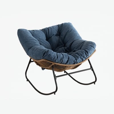 Moderne chenille schommelstoel - Accentstoel - Ergonomisch - Stressverlagend - Max 158 kg - Woonkamer en babykamer - 95x107x83cm - Blauw